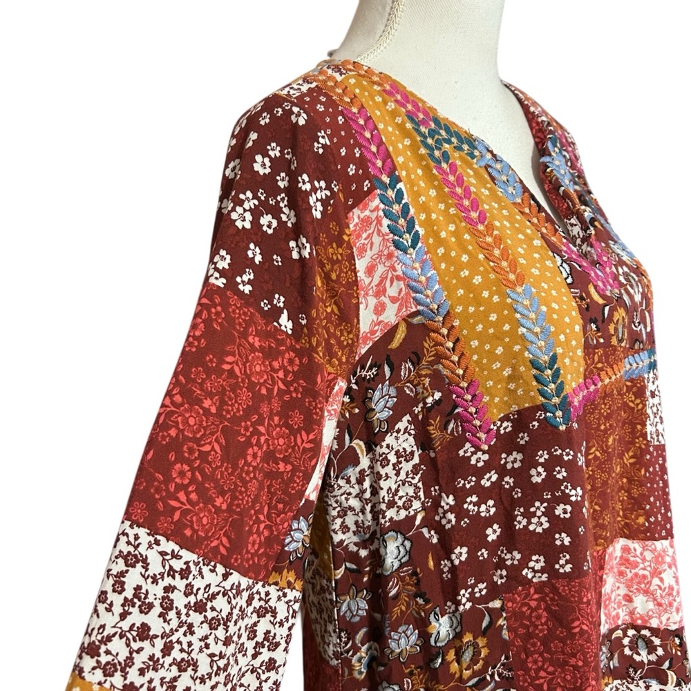 Savanna Jane Patchwork Embroidered Dark Floral To… - image 3
